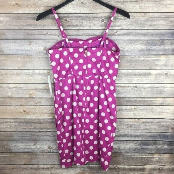 Anthropologie Leifsdottir Cotton Strapless Dress Pink & White Polka Dot Size 4 ? - Picture 3 of 7